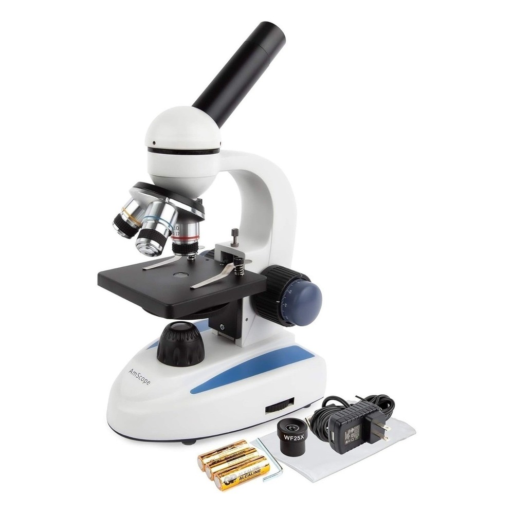 AmScope M158C 40X-1000X C&F Compound Microscope with Metal Frame and‎ Glass Lens